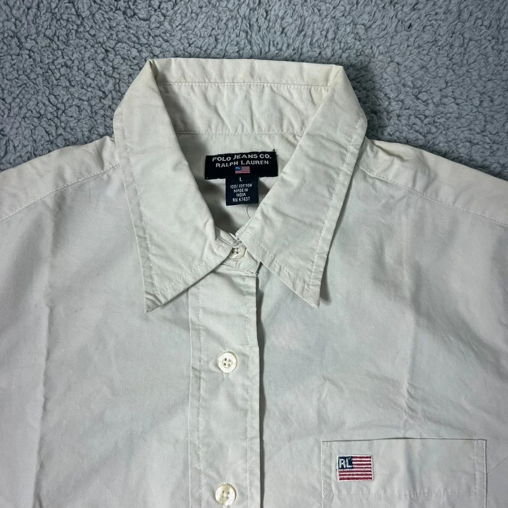 Polo Ralph Lauren Women's Cream Button-Front Shirt Dress - Picture 3 of 16